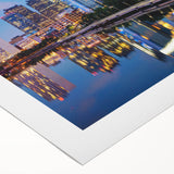 Art deco poster featuring geometric patterns in muted gold and navy, printed on high-quality paper.