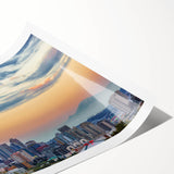 Extra large wall art featuring line art flowers in black on white canvas, ideal for large living room decor.