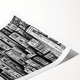 Extra large wall art featuring line art flowers in black and white, ideal for large living room wall spaces.