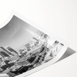 Extra large wall art featuring line art flowers in black on white canvas, suitable for large living room spaces.