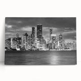 Large black and white abstract print on canvas, featuring dynamic brush strokes, ideal for kitchen wall art.