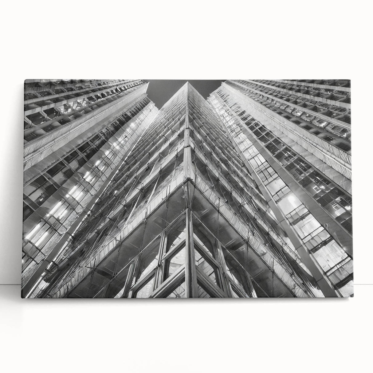 Large black and white acrylic print of coffee cups and saucers, ideal for kitchen wall art.