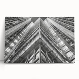 Large black and white acrylic print of coffee cups and saucers, ideal for kitchen wall art.