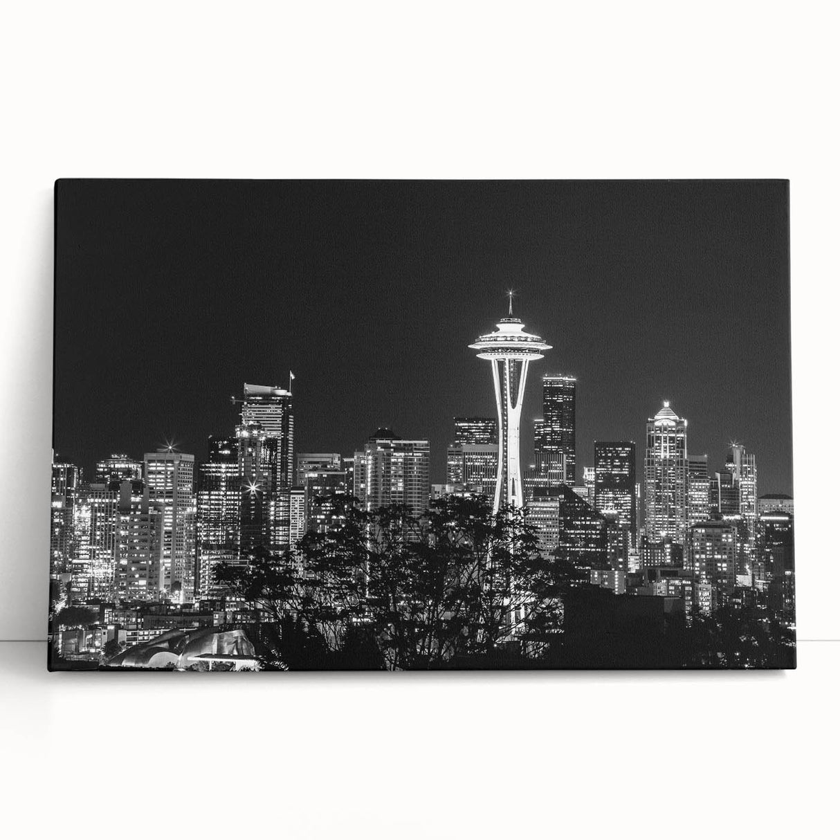 Large black and white acrylic print of assorted kitchen utensils, ideal for kitchen wall art.