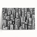 Large black and white acrylic print of assorted kitchen utensils, ideal for kitchen wall art.
