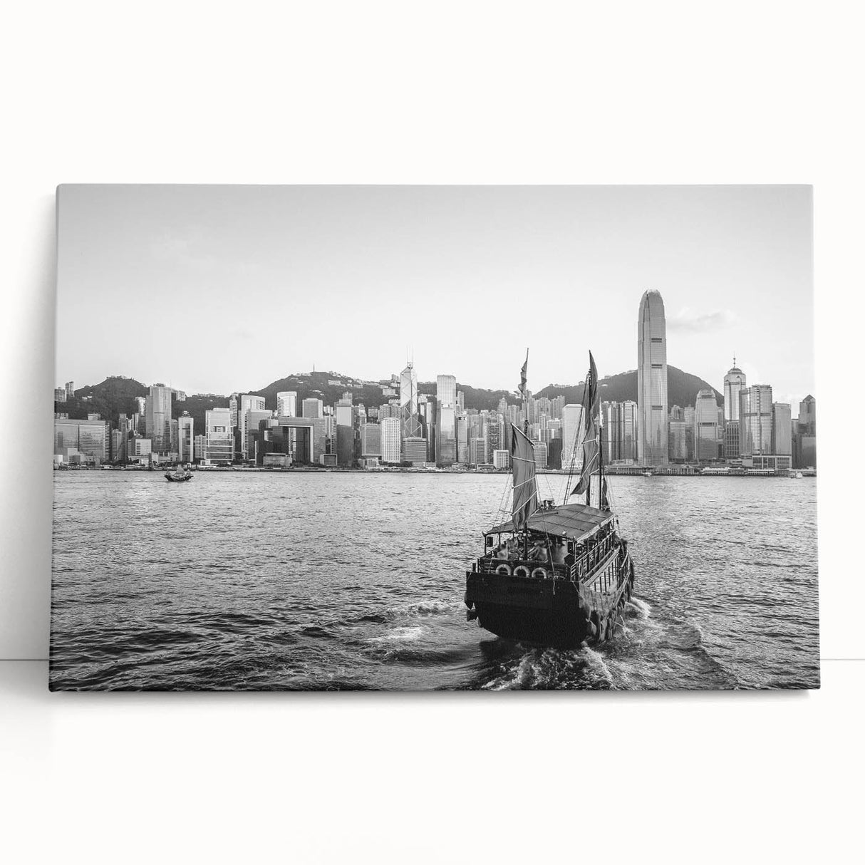 Large black and white abstract canvas print, ideal for kitchen wall art with a minimalist design.