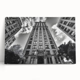 Large black and white abstract acrylic print on canvas, featuring fluid shapes, ideal for kitchen wall art.