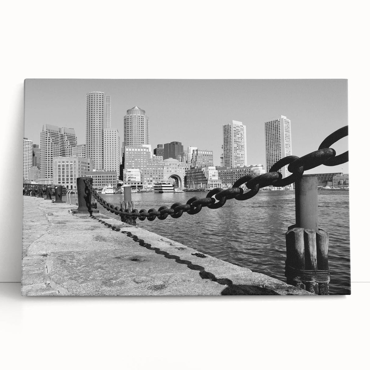 Large black and white acrylic print of assorted kitchen utensils, ideal for kitchen wall art.