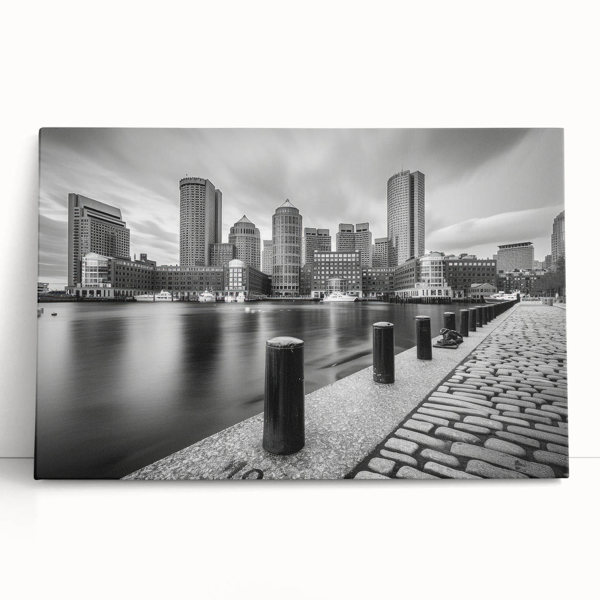 Large black and white abstract canvas art, ideal for kitchen wall art with a minimalist design.