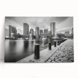 Large black and white abstract canvas art, ideal for kitchen wall art with a minimalist design.