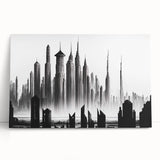 Black and white abstract acrylic print on canvas featuring geometric shapes, ideal for kitchen wall art.