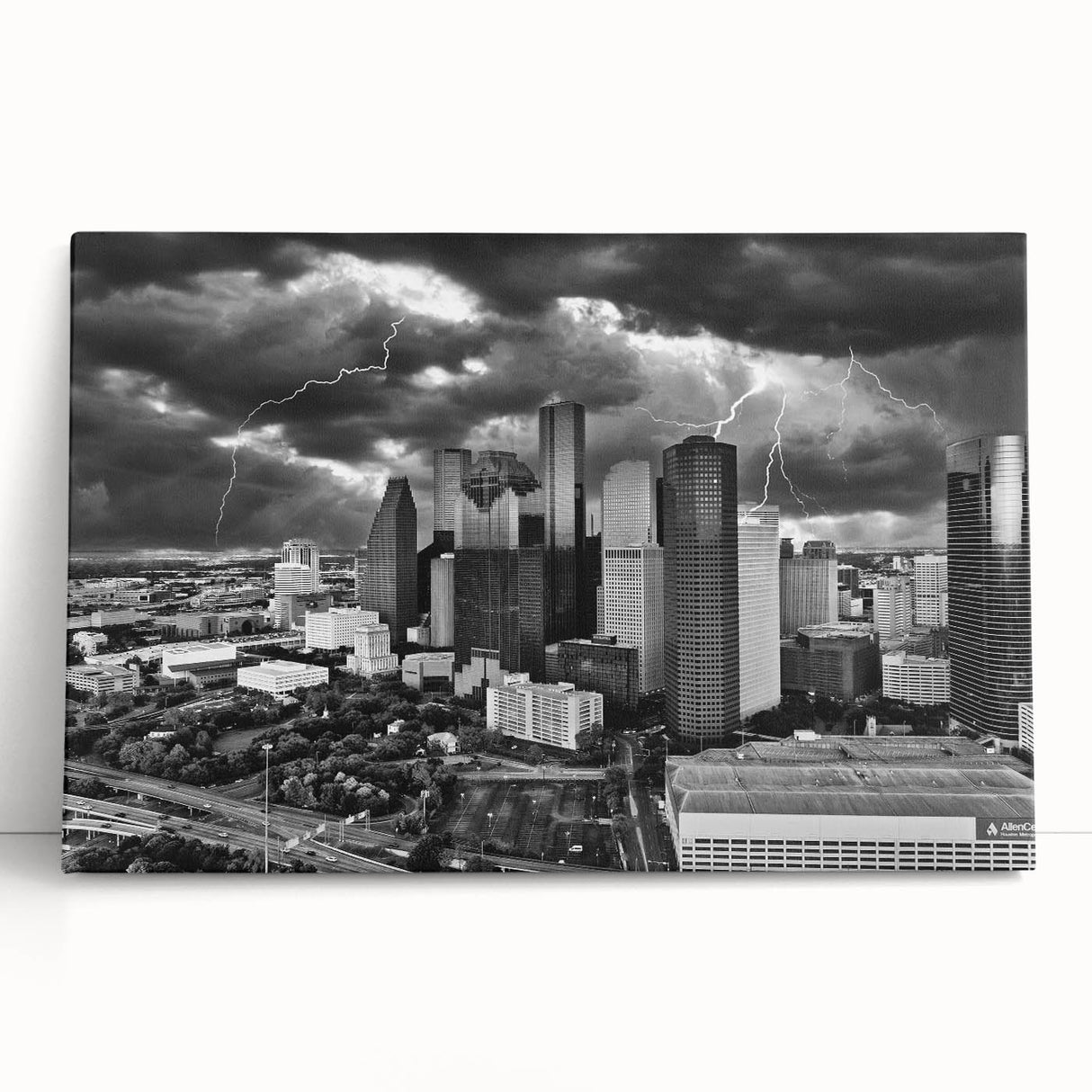 Large black and white abstract print on canvas, featuring dynamic brush strokes, ideal for kitchen wall art.