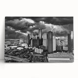 Large black and white abstract print on canvas, featuring dynamic brush strokes, ideal for kitchen wall art.