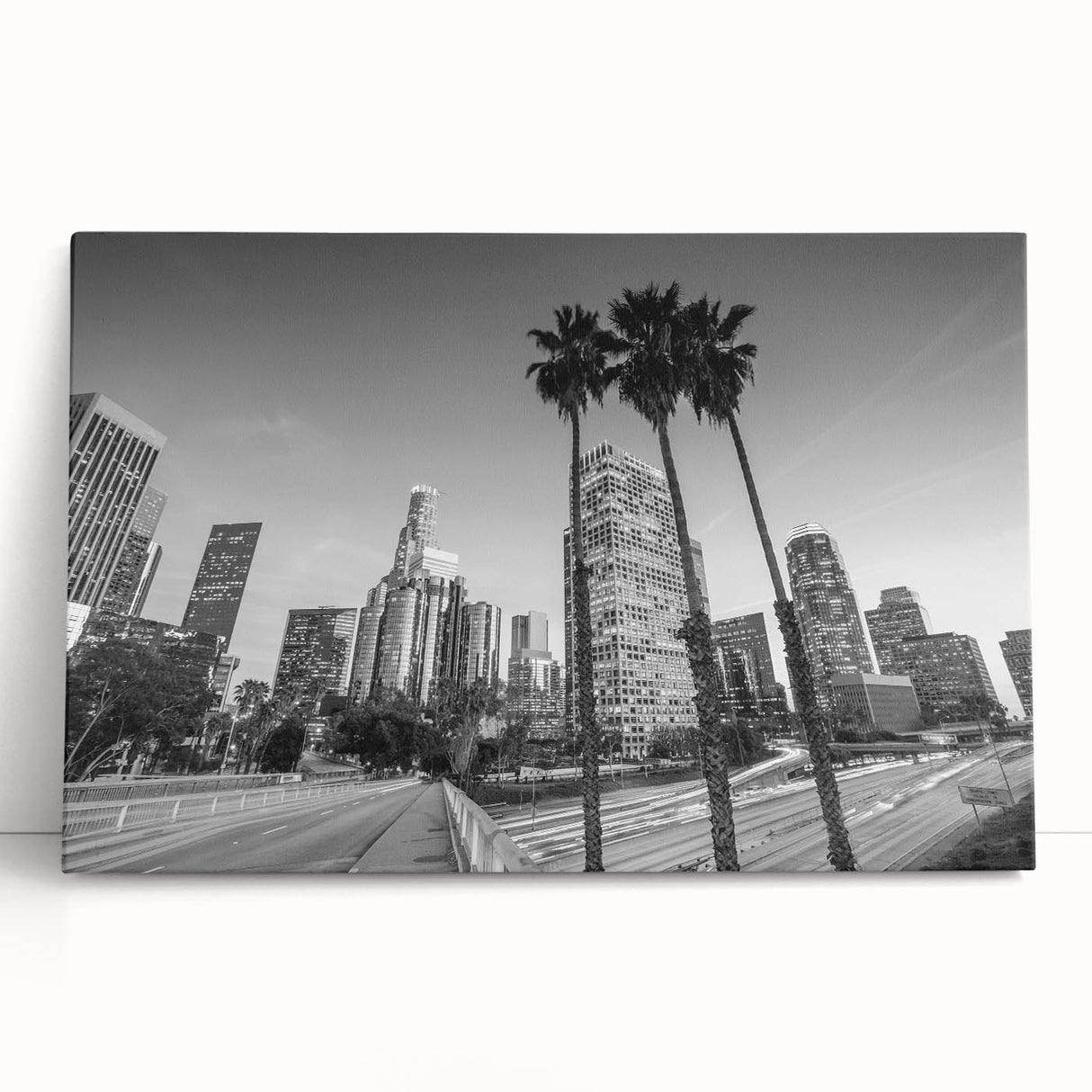 Large black and white abstract print on canvas, featuring fluid geometric shapes, ideal for kitchen wall art.