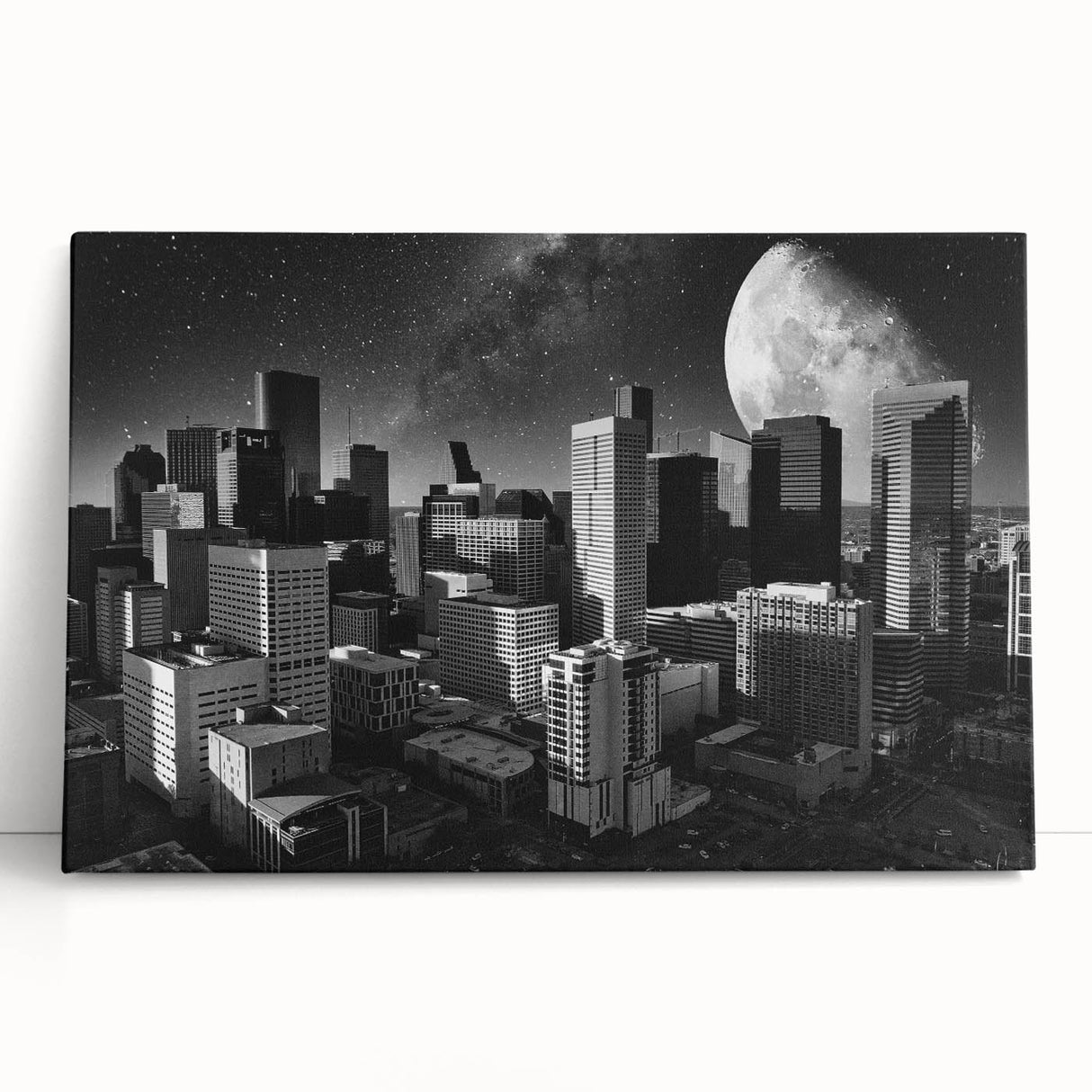 Large black and white abstract canvas print, ideal for kitchen wall art with a minimalist design.