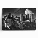 Large black and white abstract canvas print, ideal for kitchen wall art with a minimalist design.