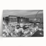 Black and white abstract acrylic print on canvas, featuring dynamic brush strokes, ideal for kitchen wall art.