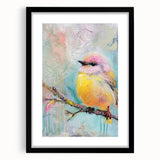 Black frame with a white mat displaying a vibrant landscape artwork, ideal for home decor or gallery settings, emphasizing modern aesthetic and elegance.