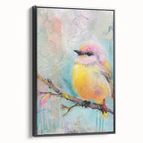 Framed black canvas wall art showcasing an abstract design, viewed from the side, emphasizing its sleek profile and modern aesthetic, perfect for contemporary decor.