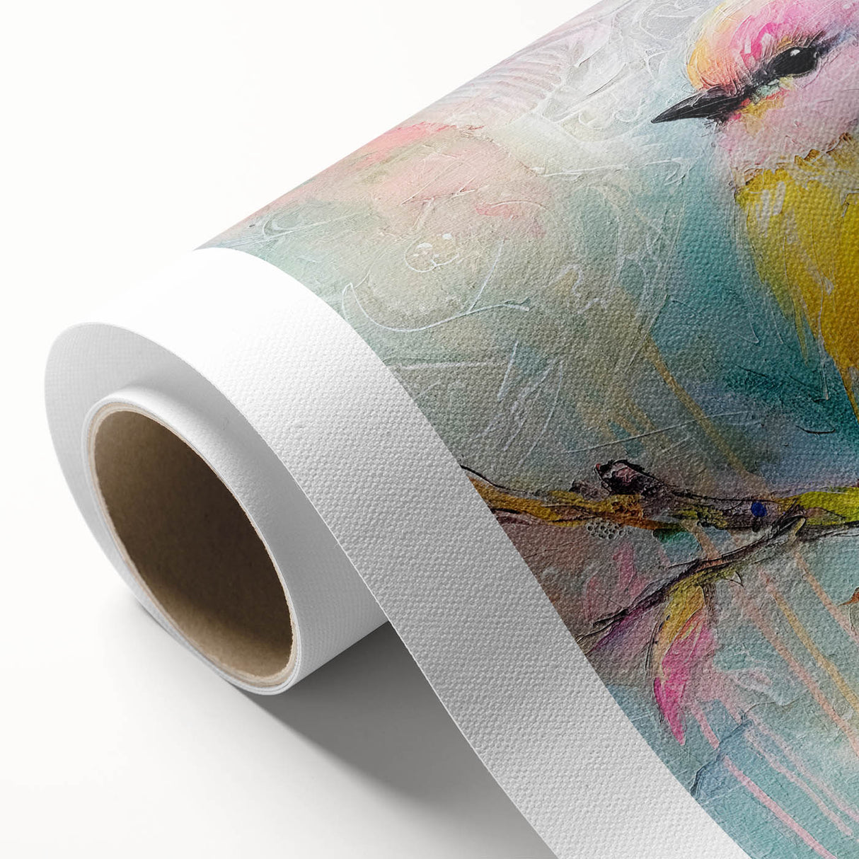 Rolled canvas showcasing vibrant African tribal wall art with intricate patterns, securely packed in a durable cardboard tube for safe shipping and display.