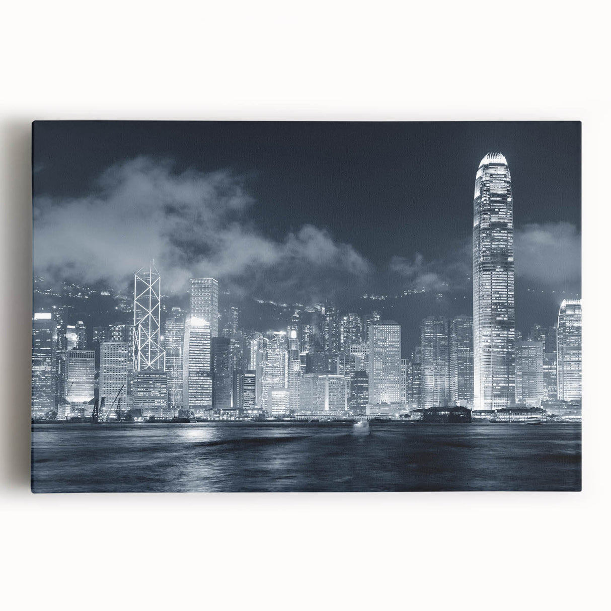 Large black and white acrylic print of a bustling cityscape, ideal for kitchen wall art or bedroom ambiance.