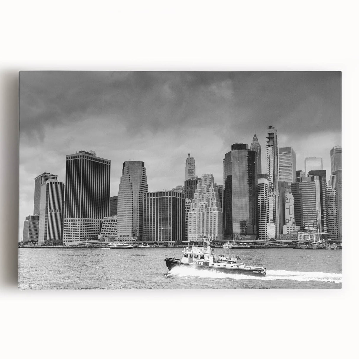 Large black and white abstract art on canvas, featuring dynamic brush strokes, ideal for kitchen wall art.