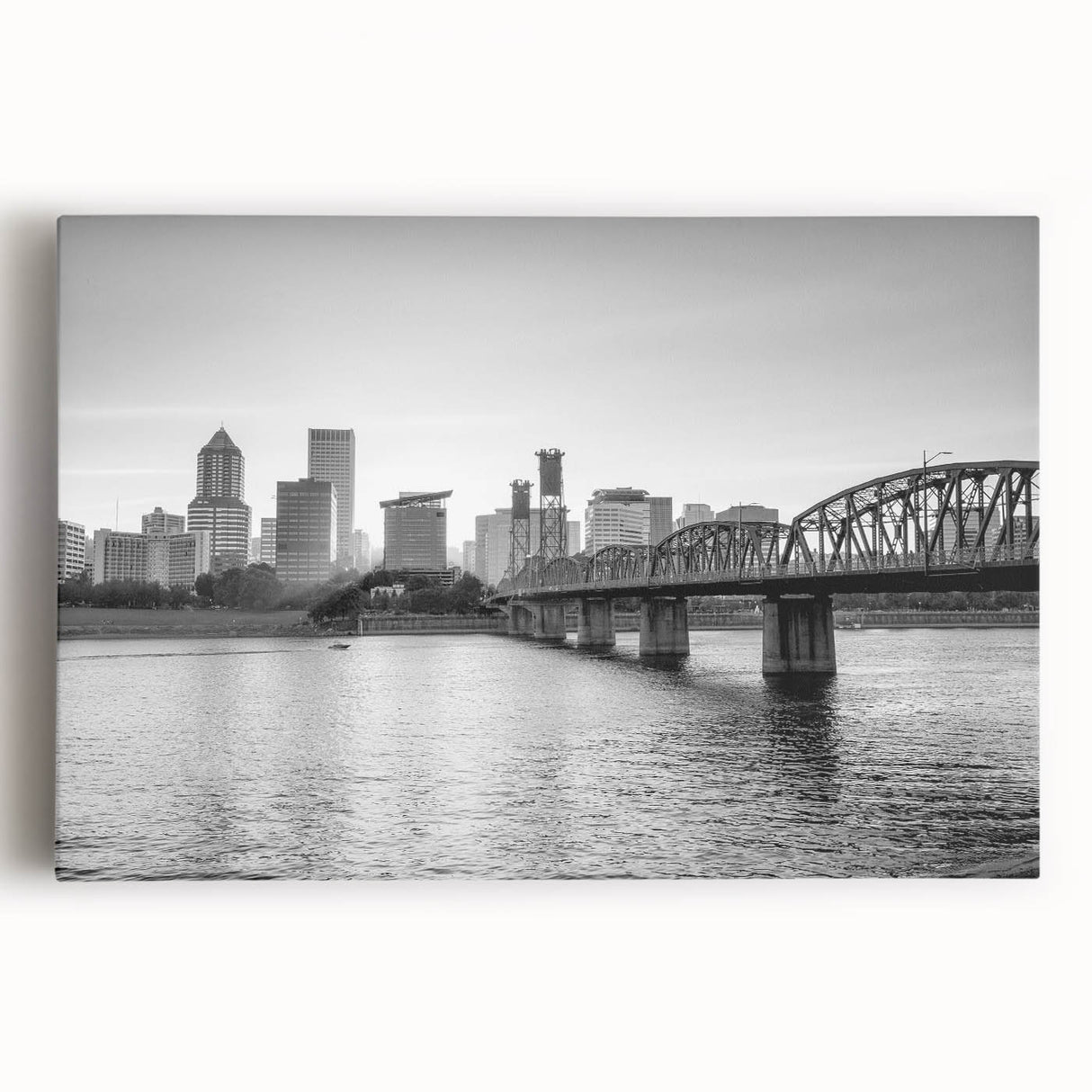 Large black and white abstract print on canvas, featuring fluid shapes, ideal for kitchen wall art or bedroom ambiance.