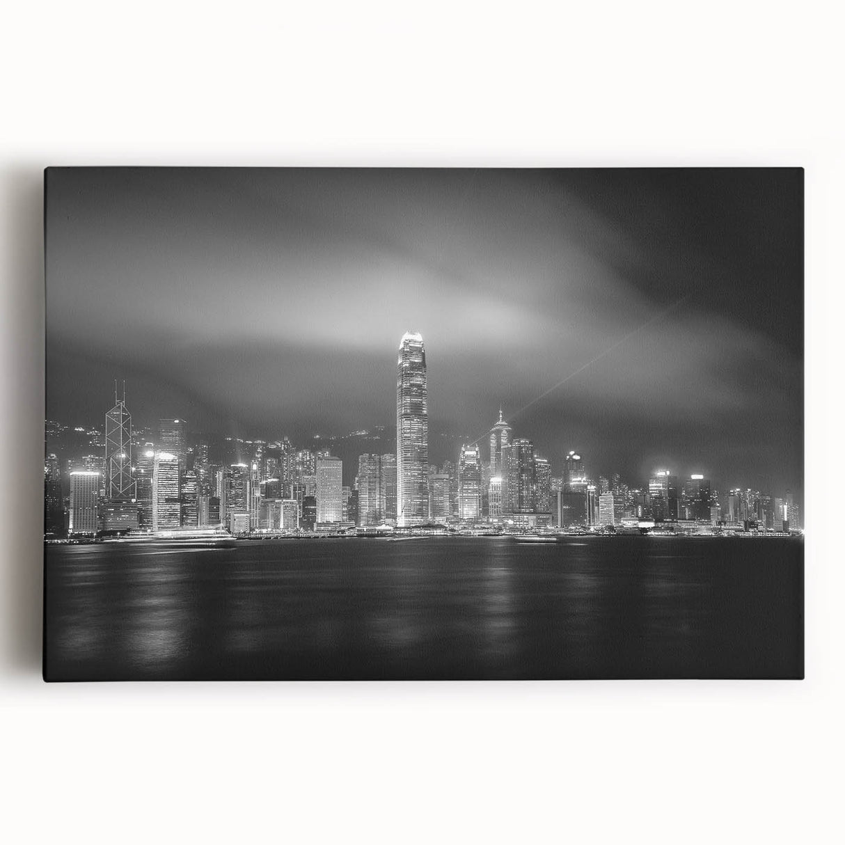Large black and white abstract acrylic print ideal for kitchen wall art.