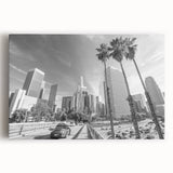 Large black and white acrylic print of a minimalist cityscape, ideal for kitchen wall art or bedroom decor.