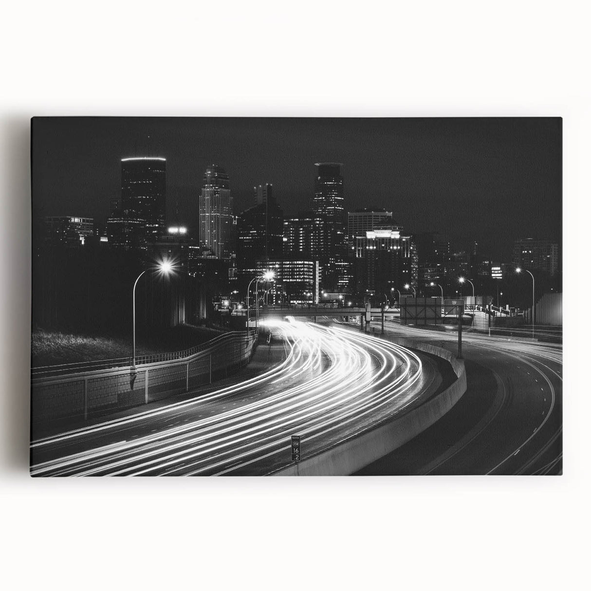Black and white abstract design on large canvas, ideal for kitchen wall art or bedroom ambiance.