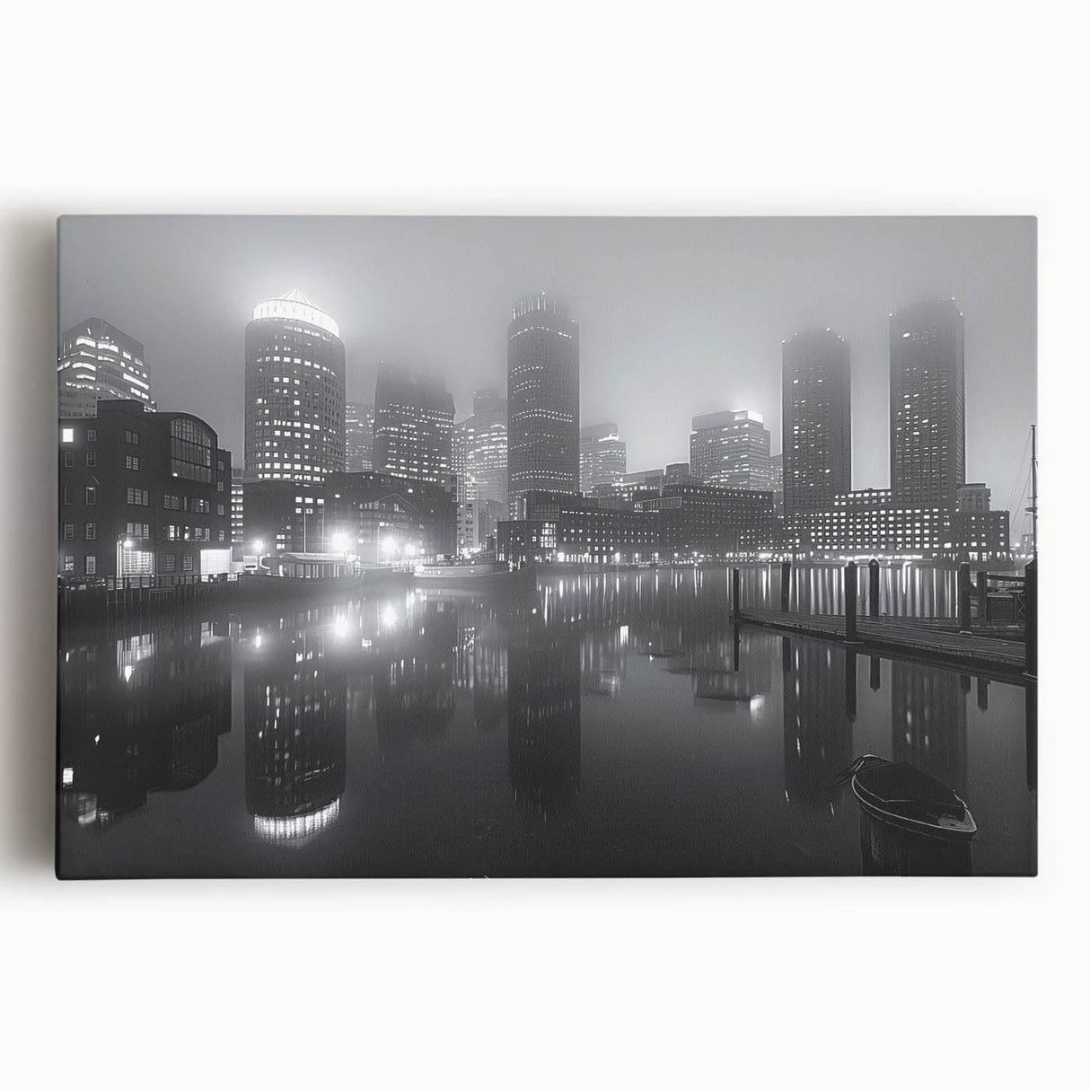 Large black and white abstract print on canvas, with dynamic brush strokes, suited for kitchen or bedroom wall art.