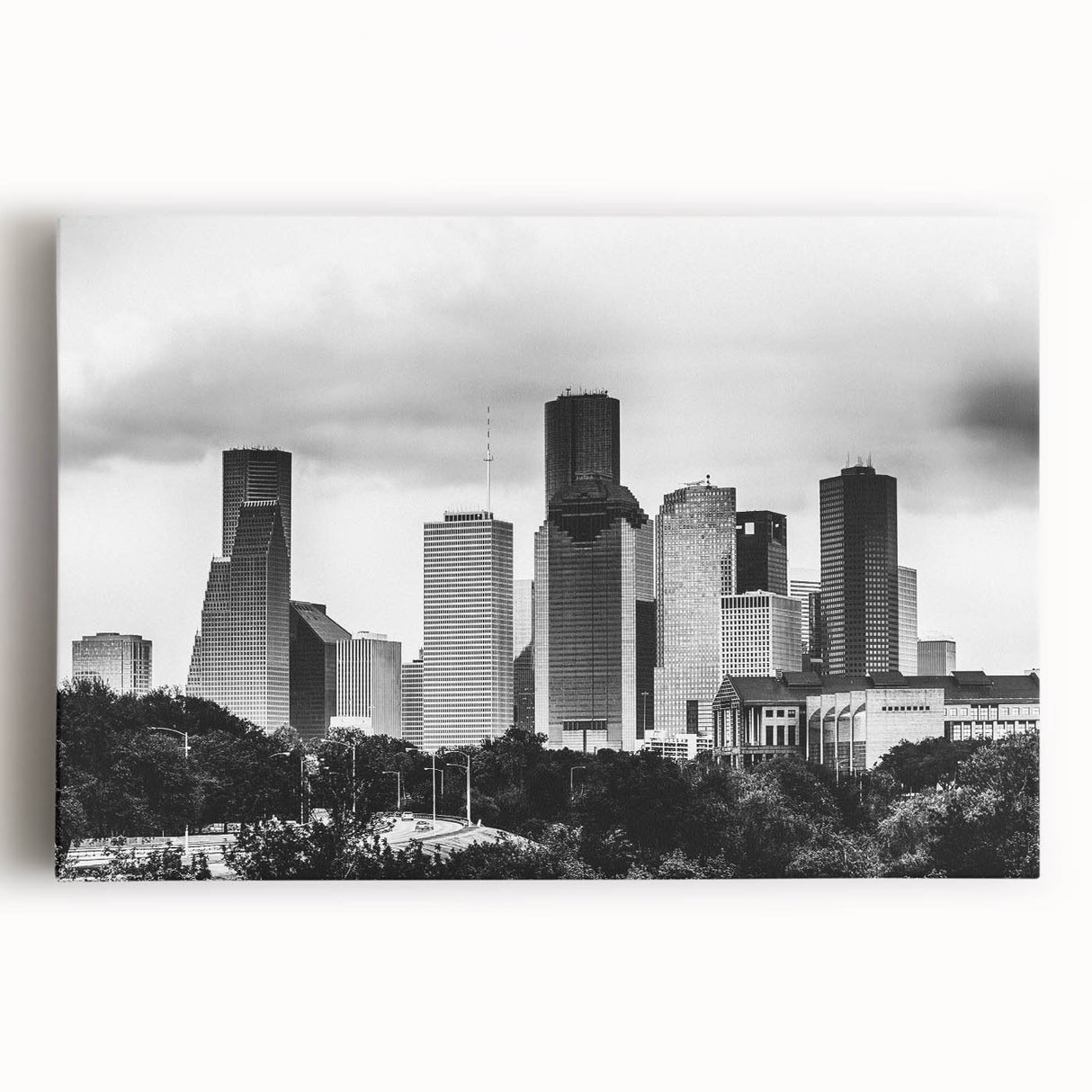 Large black and white acrylic print of a bustling cityscape, ideal for kitchen wall art or bedroom ambiance.