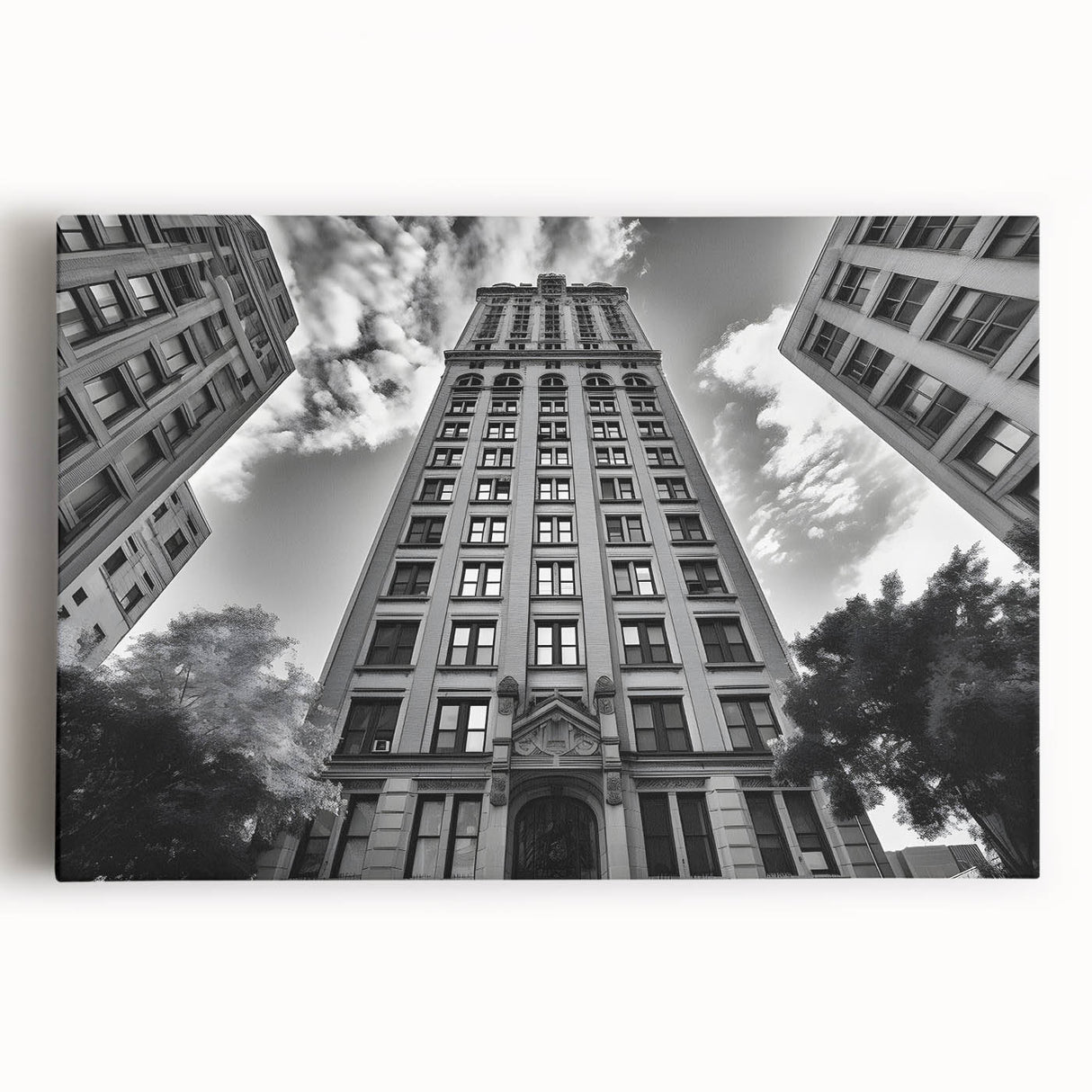 Large black and white abstract canvas print, ideal for kitchen wall art or bedroom decor.