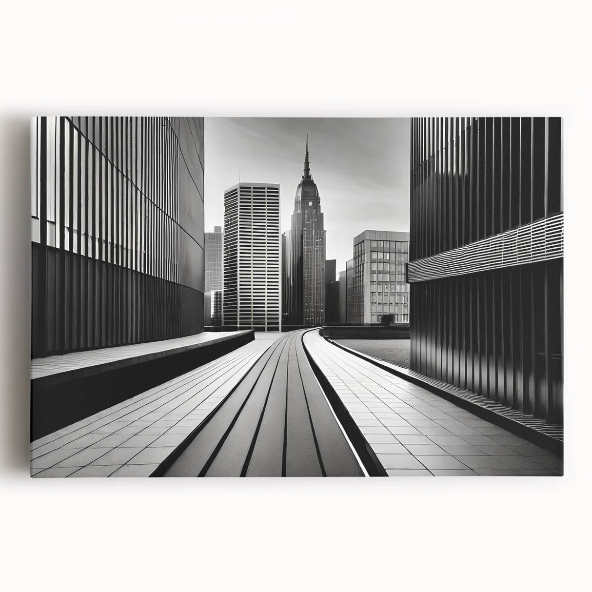 Large black and white abstract canvas print, ideal for kitchen wall art or bedroom ambiance.