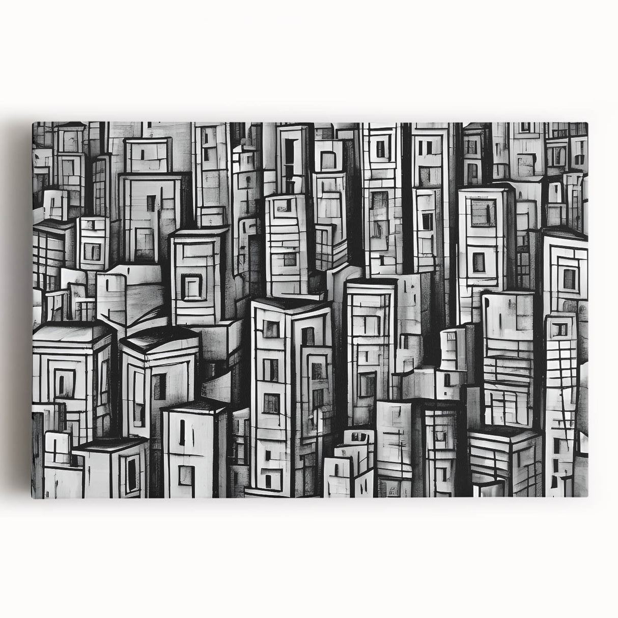 Large black and white abstract acrylic print on canvas, ideal for kitchen wall art or bedroom ambiance.