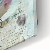 Close-up view of a clear acrylic glass piece showcasing intricate patterns and textures, reflecting light beautifully, ideal for modern home decor or art installations.