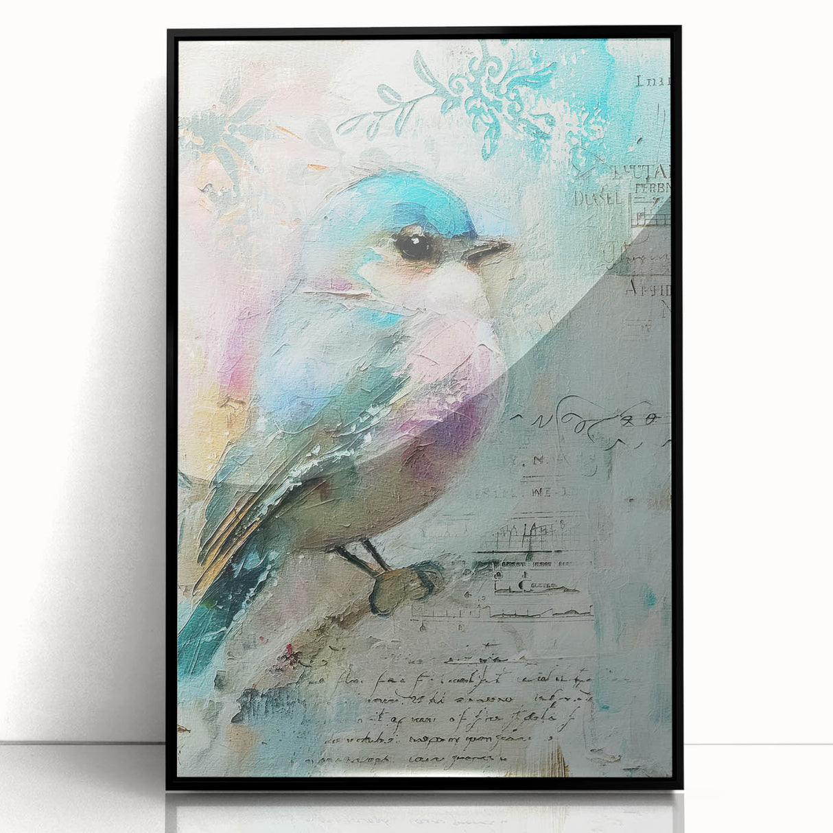 Framed acrylic artwork showcasing a modern black design, viewed from the front, ideal for contemporary home decor and art enthusiasts. This piece adds a touch of elegance to any wall.