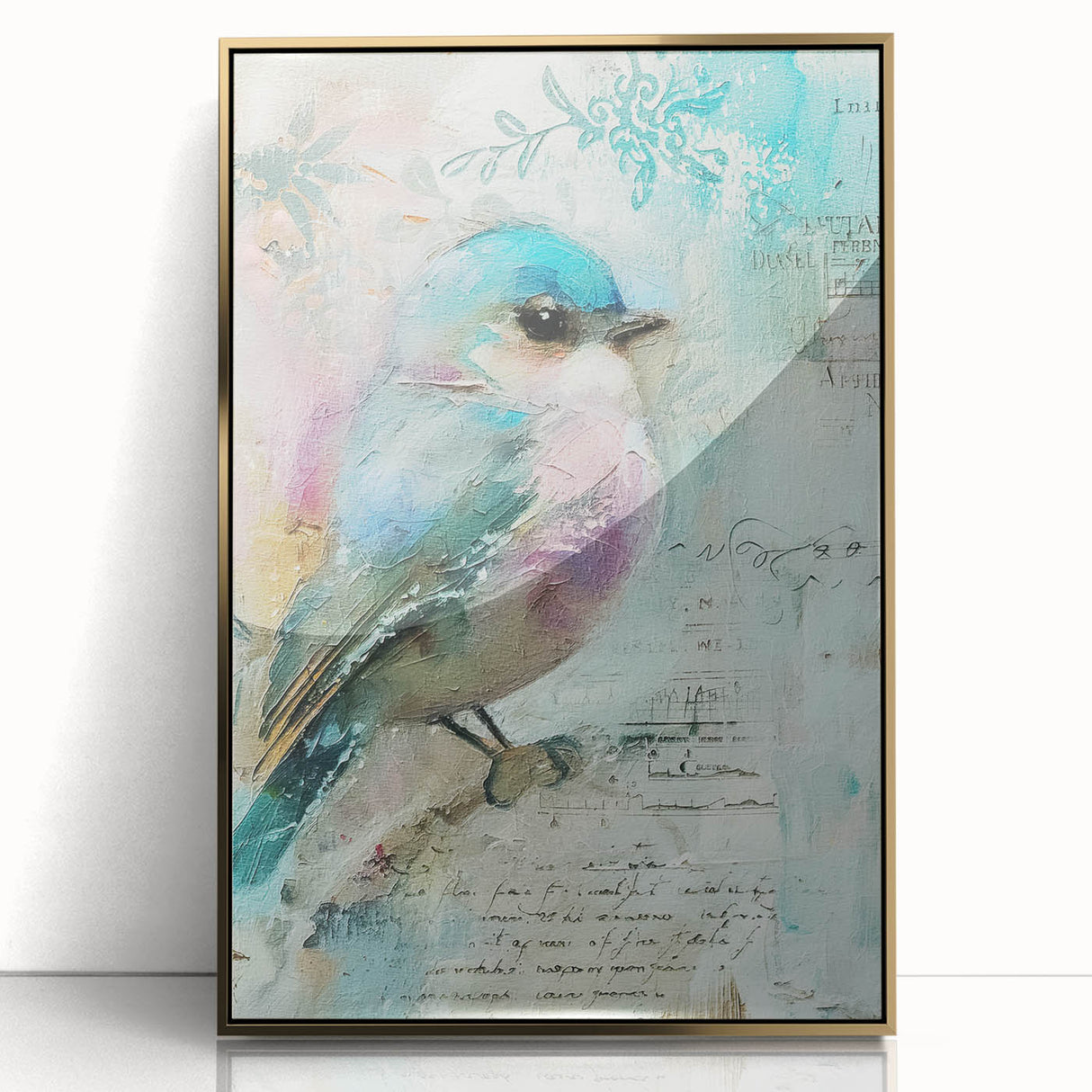 Framed acrylic artwork showcasing a gold abstract design, prominently displayed from the front, perfect for modern home decor and art enthusiasts.