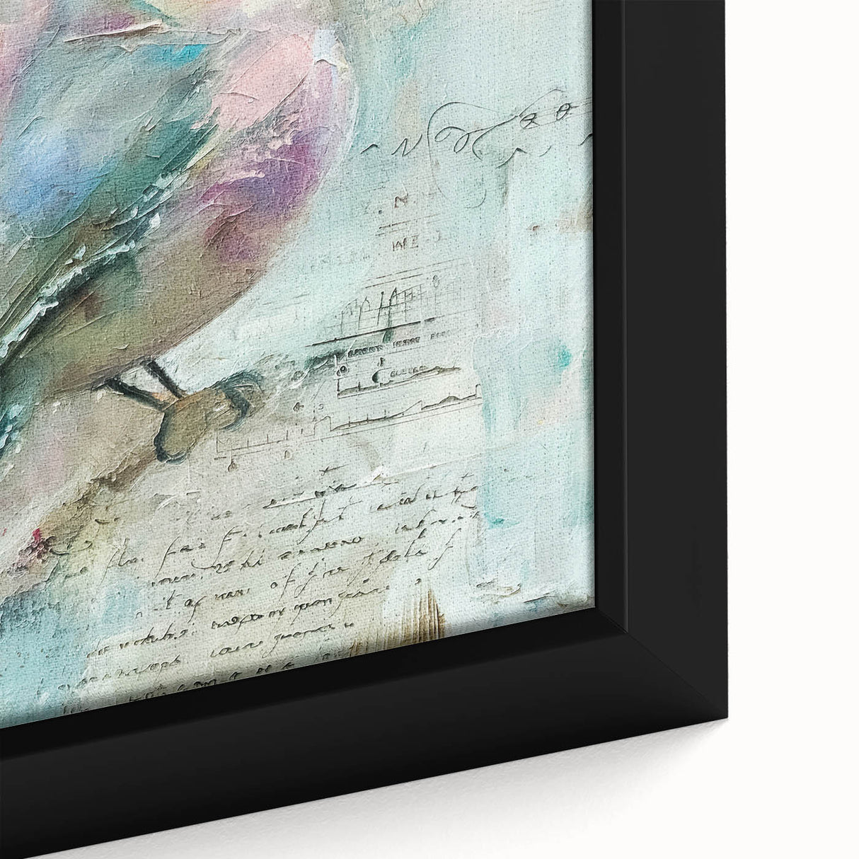 Close-up of a beautifully framed canvas print showcasing intricate African tribal art, featuring vibrant colors and detailed patterns that enhance any decor.