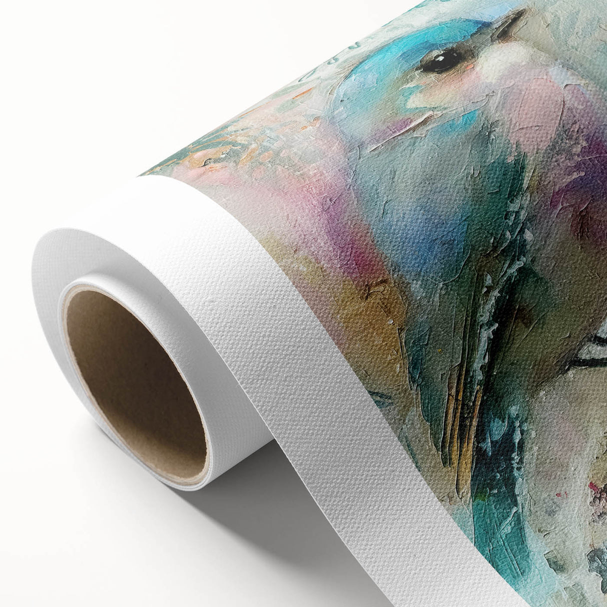 Rolled canvas showcasing vibrant African tribal wall art design in rich colors, securely packaged in a durable cardboard tube for safe shipping and storage.