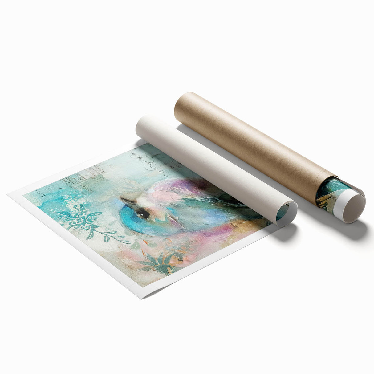 Rolled canvas print showcasing vibrant African tribal art with intricate patterns, securely packaged in a durable cardboard tube, ideal for home decor.