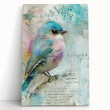 Stretched canvas print of a vibrant abstract landscape featuring bold colors and dynamic brush strokes, elegantly leaning against a wall in a modern setting.