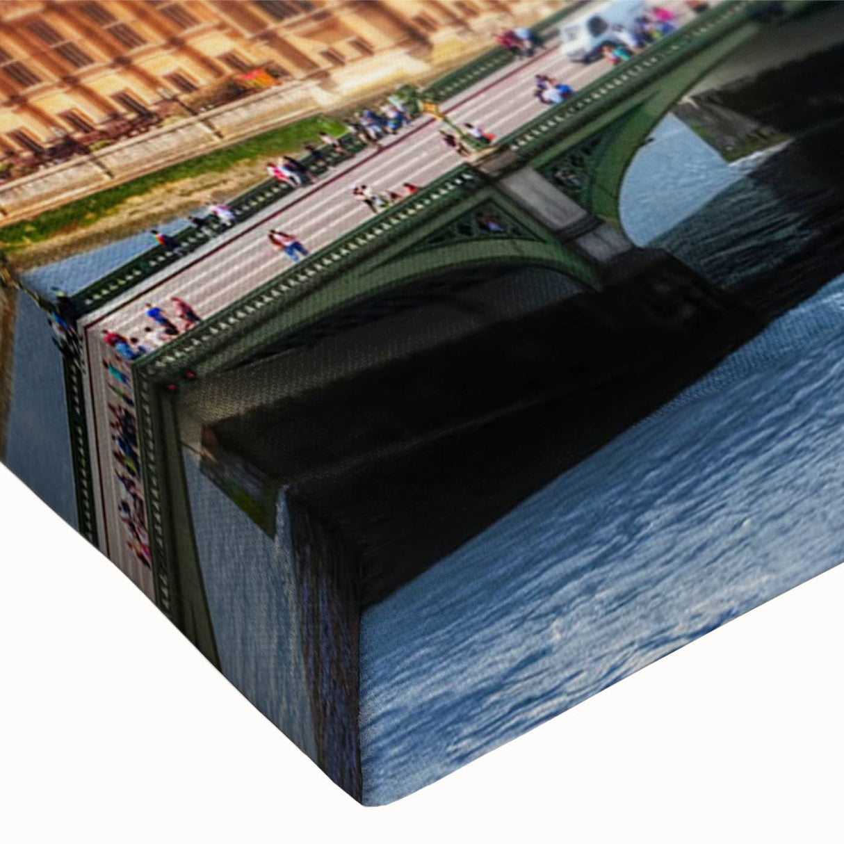 Large art depicting a black and white landscape painting on canvas, featuring a serene forest scene.