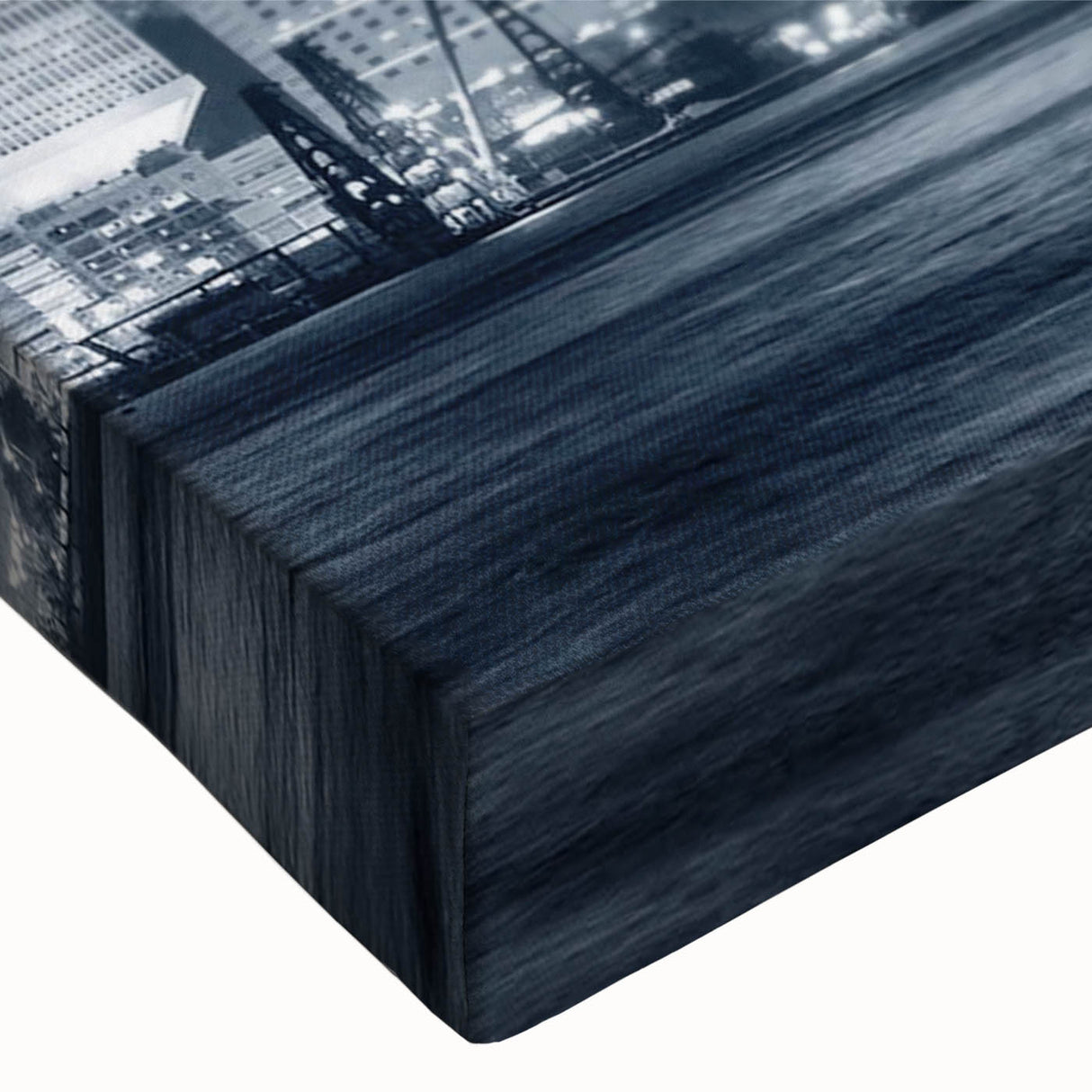 Large art of a black and white landscape painting on canvas, showing a serene river scene, ideal for bedroom wall decor.
