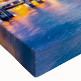 Large art depicting a black and white landscape painting on canvas, ideal for bedroom wall decor.