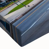 Large black and white landscape painting on canvas, depicting a serene mountainous scene, ideal for bedroom wall art.