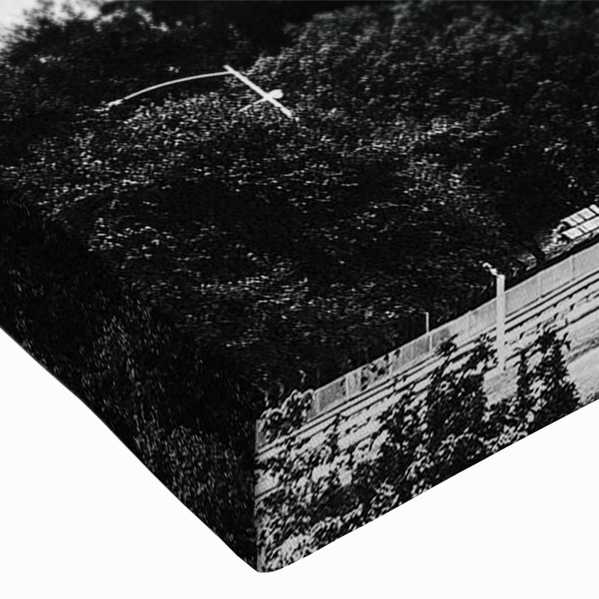 Large art featuring a black and white landscape painting on canvas, ideal for bedroom wall decor.