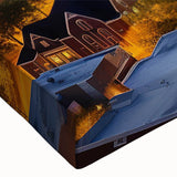 Large art black and white landscape painting on canvas, featuring a serene mountain scene, ideal for bedroom wall decor.