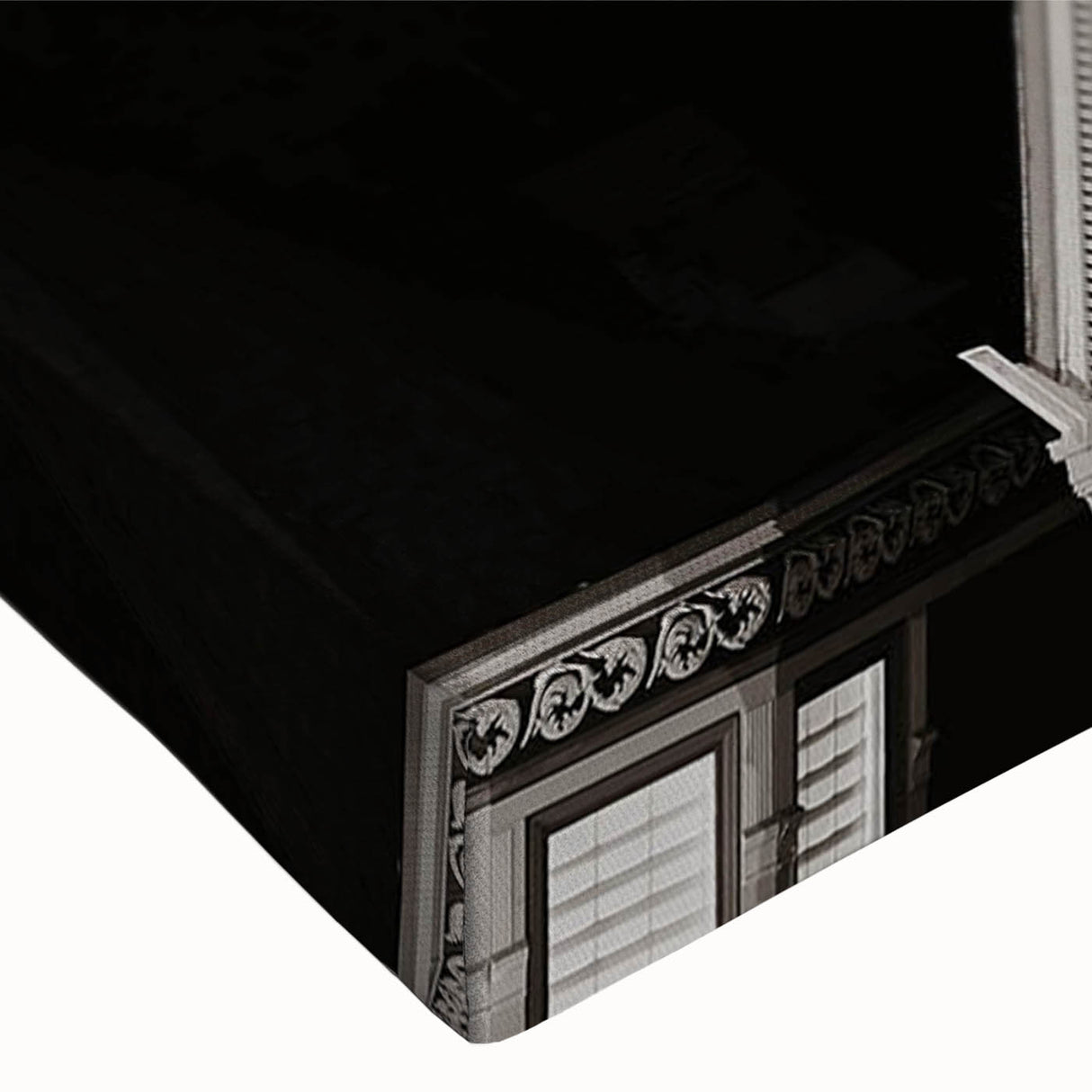 Large art depicting a serene landscape in black and white tones on canvas, suitable for bedroom decor.