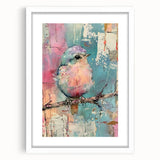 White picture frame with a mat showcasing a vibrant landscape artwork, ideal for home decor. The frame's sleek design enhances the artwork while complementing various interior styles. Perfect for living rooms, offices, or galleries, this frame adds a touch of elegance to any space.